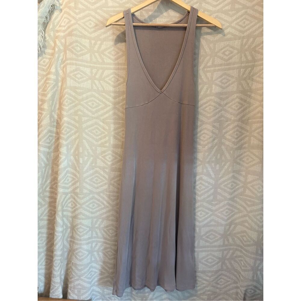 Ribbed Knit Midi Dress Sleeveless Tank Style Casual Summer Comfortable